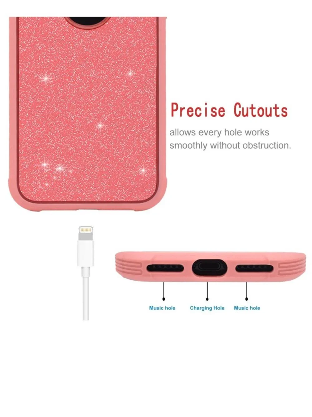 2 NEW iPhone Xs 1Os X 10 Case Cover Pink Glitter Sparkle Protective Shockproof